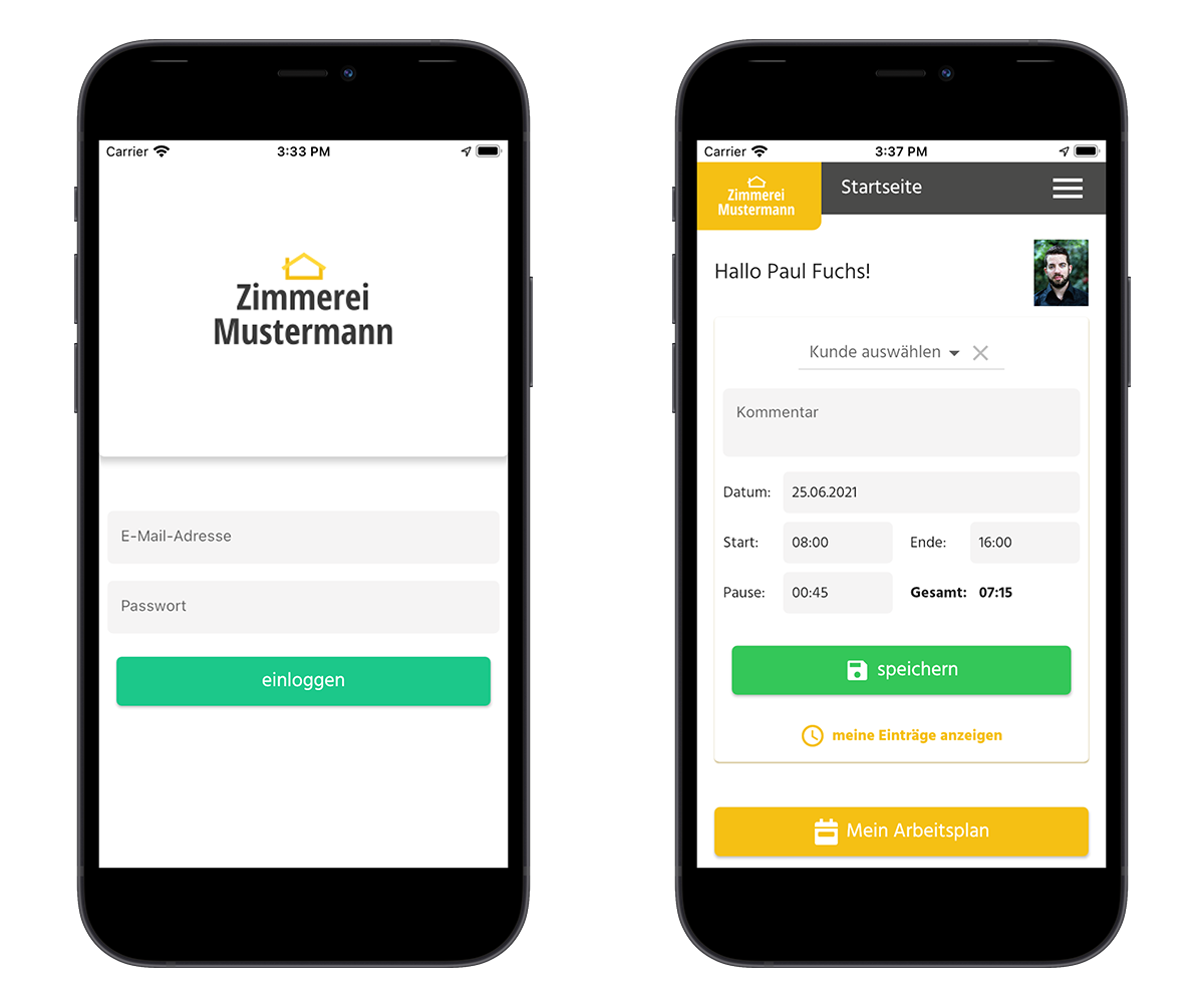 Beispiel-App eigene Firmen-App